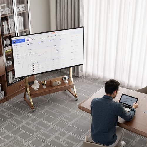 Image of AnywaysWood TV Cart Rolling TV Stand with Wheels for Most 40-75 inch TVs up to 300lbs Height Adjustable, Tilting, Tall Heavy Duty TV Stand with 2 Drawers Power Strip, for Living Room