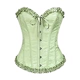SilverChry Corset Mujer, Corpiños Mujer, Corset Reductor Top Fajas, Bustier Corsé Cortesano Overbust Gótico Ropa Carnaval Disfraz Pirata Bandeau (FR/ES, Letras, S, Regular, Regular, Verde claro)