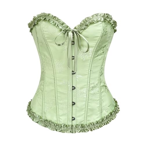 JoyPeak Corset Tops for Women,Lace Up Bustier Shapewear Lingerie,Overbust Corset Push Up Bodysuit(UK,Medium,Green)