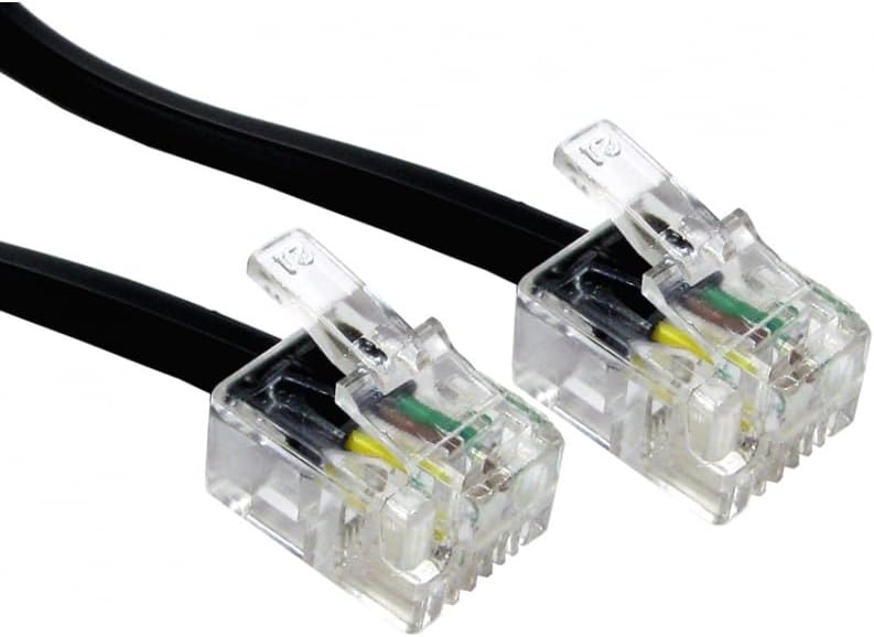 Premium ADSL/Fibre Broadband Cable - Premium Quality/Gold Plated Contact Pins/High Speed/Router or Modem to RJ11 Phone Socket or Microfilter for use with ADSL/FTTC/Fibre (1m, Black)