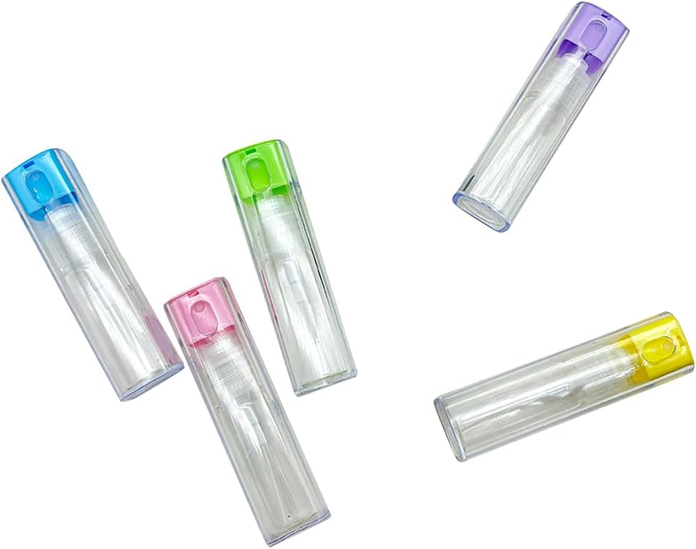 Cute Mini Spray Bottle, Journey Bottles with Keychain, Plastic Liner 5 Pcs10ml – Moveable Plastic Journey Bottles (Concise)