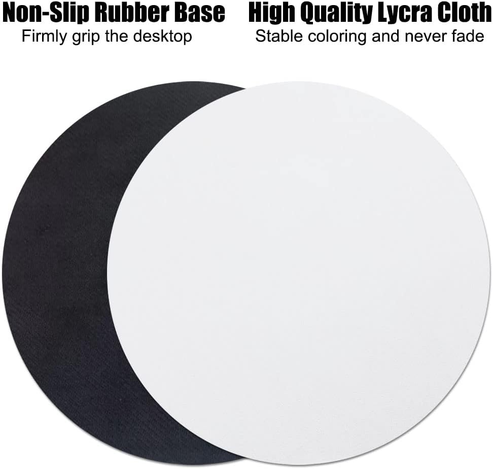 VIOKKO 12 Pcs Sublimation Blank Mouse Pad for DIY Sublimation Heat Transfer Press Printing Crafts, Blanks Mousepad in Bulk, White Round 7.87 x 7.87 inch