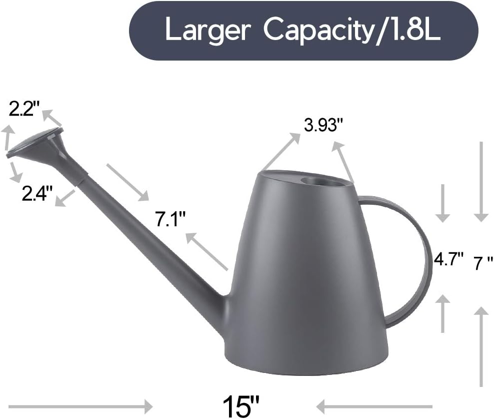 MINIMALISM Watering Can for Indoor House Bonsai Plants Outdoor Garden Flower Detachable Long Spout 1.8L 60oz 1/2 Gallon Grey : Patio, Lawn & Garden