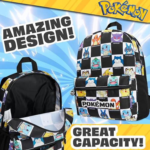 Pokemon Backpack for Kids Teens Pikachu Anime School Bag Daypack Backpacks for Daycare Sports School Supplies Gifts for Kids (Black/White) by Pokémon - Used condition - Image 3