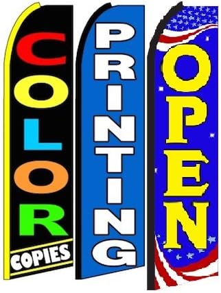 OnPoint Wares color copies, printing Open King Feather Flag Sign- Pack of 3 (Hardware Not Included)