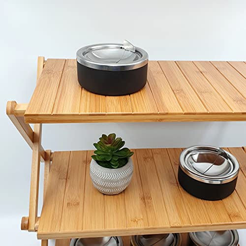 Black Classic Metal Ashtray With A Lid For Cigarettes - Windproof Outdoor Ashtrays Can Patio Outdoor Indoor Decorative Fancy Ash Tray #TOP1