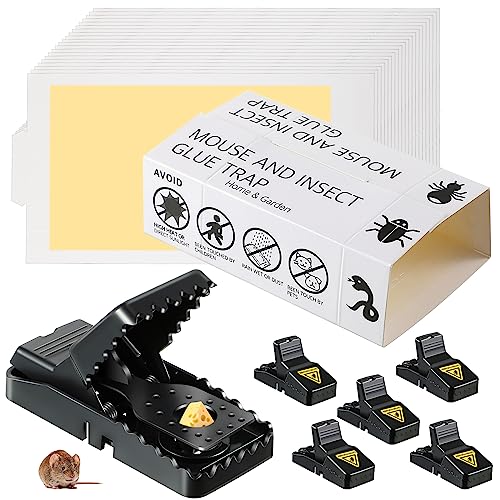 6 Pack Mouse Rat Traps Indoor With 20 Sticky Glue Traps For Mice Rats, Reusable Small Mice Traps That Work For Home House Indoor Outdoor, Quick Effective And Safe Mouse Catcher For Family And Pet #TOP28