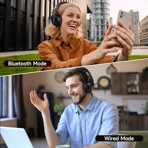 OneOdio Bluetooth Over Ear Headphones, 110 Hrs Wireless/Wired Stereo Sound Foldable Headsets with Deep Bass 50mm Neodymium Drivers for PC/Phone/Tablet - Studio Wireless Pro C, Black - Thumbnail 4