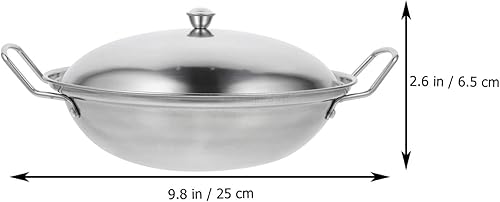 Miniatura 6 de BESTonZON Wok de acero inoxidable para exteriores con asa y tapa, 10 pulgadas, antiadherente, segura para estufas de gas y eléctricas
