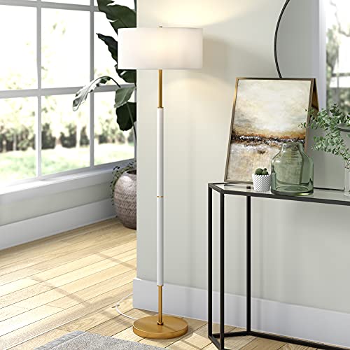 Image of Henn&Hart 61 inch Modern 2-Light Floor Lamp, Flat White