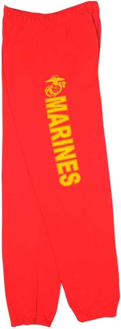 FOX OUTDOOR PRODUCTS Men's Marines EGA Sweatpants, Outdoor Sports Jogger Pants w/Drawstring Closure, Elastic Waistband, Red