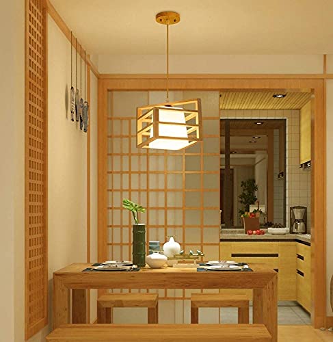 Lámpara de techo de madera con suspensión ajustable para iluminación de salón 3