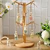 SiliFine 300 Pcs Car Diffuser Bottles with Wooden Cap 4.8ml Empty Glass Perfume Bottles Bulk Hanging Clear Car Diffuser Fragrance Holder Air Fresheners for Aromatherapy(Cylinder)