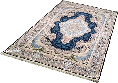 Image of High Density Export Quality Classical Pure Silk Carpet for Your Hall & Living Room 5 X 7 Feet (90x150 cm) Ivory Multi