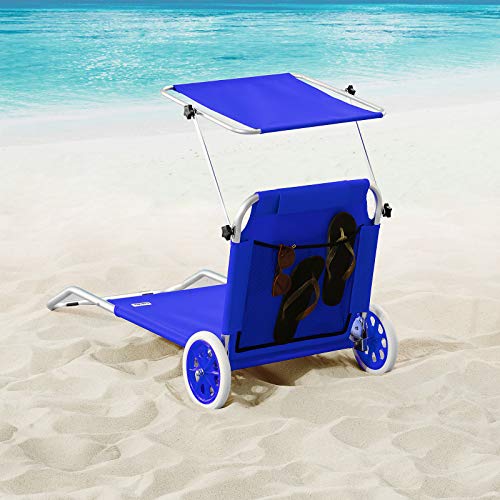 Strandliege mit Rollen Casaria Strandliege Kreta klappbar mit 2 Rädern