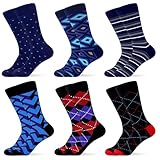 WeciBor 6 Paar Herrensocken, Nahtlose Baumwolle Blau Anzugsocken mit Komfortbund - Atmungsaktiv & Komfortabel für Business Casual Wear, Größe 43-46
