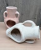 Jede ein Unikat ! 2. Wahl !! Aktion !! Rustikale liegende bepflanzbare Amphore ca. 20 cm aus Terracotta Terrakotta Vase Liegeamphore Blumentopf Pflanzgefäß Pflanzamphore