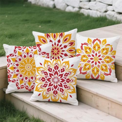 Housse coussin exterieur jaune 80x80 étanche pour lin carré - 4