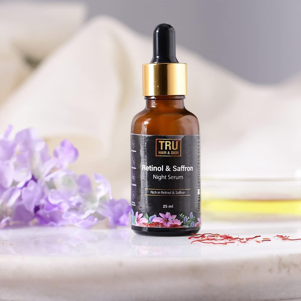 TRU HAIR & SKIN Retinol & Saffron Night Serum| Reduces Wrinkles & Increases Collagen -24ml