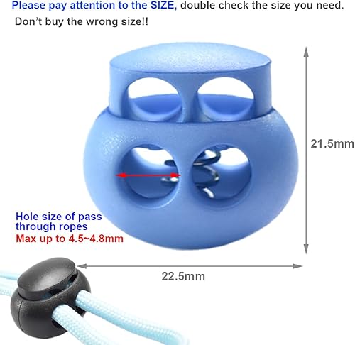 Vista 36 de Paquete de 10 cierres de cordón de resorte elástico, tapón deslizante de palanca de plástico para clip de cuerda de paracaídas, cordón elástico