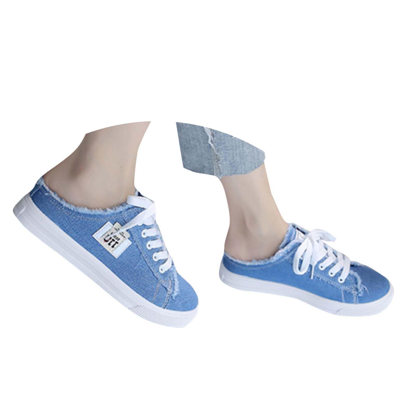 Mules et Sabots Femme Toile Dos Nu Baskets et Chaussures de Sport Mode Sabot Femme Confortable Ete Pantoufles Orthopedique Antidérapant Chaussures Confort Chic Chaussons Plates Chaussure Orthopédique