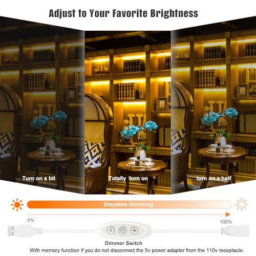 Tira de Led USB 5v con Dimmer, Luz Blanca Natural 6 ft miniatura 4