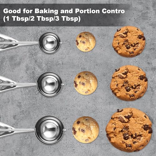 image for LifHap Cookie Scoop,Set of 3 Cookie Dough Scoops for Baking 1 Tbsp,2 T