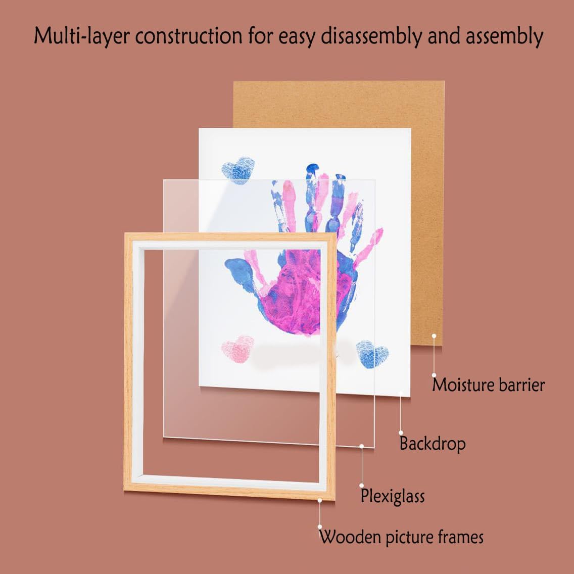MCstars Family Handprint Photo Frame Colorful Stamping Stick Couple Photo Frame