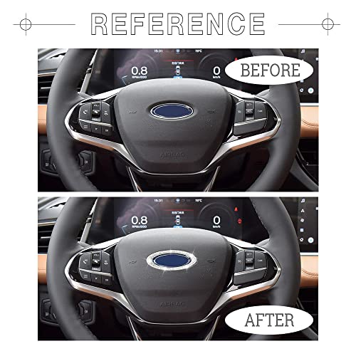 1797 Steering Wheel Logo Emblem Cover Accessories Bling For Ford Explorer F-150 Fusion Escape Focus Edge Expedition Car Badge Ring Decal Crystal Silver #TOP1