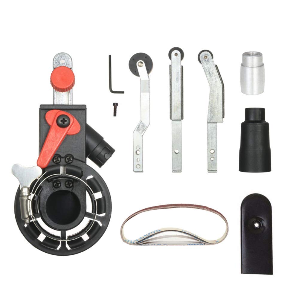 Mini szlifierka taśmowa ręczny adapter do paska DIY 800 W szlifierka elektryczna 900-1800 obr./min młyn piaskowy narzędzie do obróbki drewna do 115/125 mm elektryczna szlifierka kątowa z pasem taśmo
