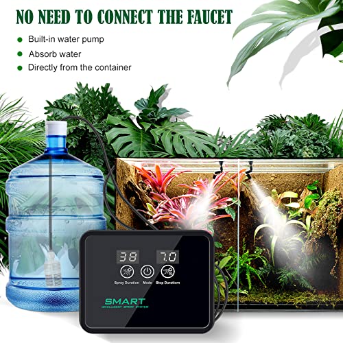 Alltope Reptile Humidifier With Timer, Reptile Mister Automatic Misting System With 360°Adjustable Misting Nozzles, Reptile Fogger With Touch Screen For Reptile Terrariums Rainforest Plants #TOP3