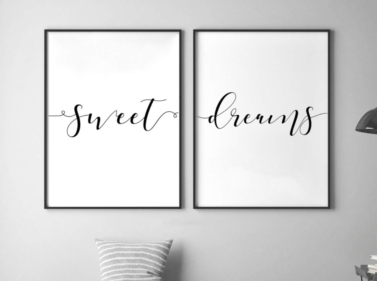 Sweet Dreams, Set of 2 Wall Art Decor 24 x 36 Inches Poster Print UNFRAMED