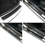  Carbon Style Einstiegsfolien & Ladekantenschutz Set mit Chrom-Schriftzug für Golf 7