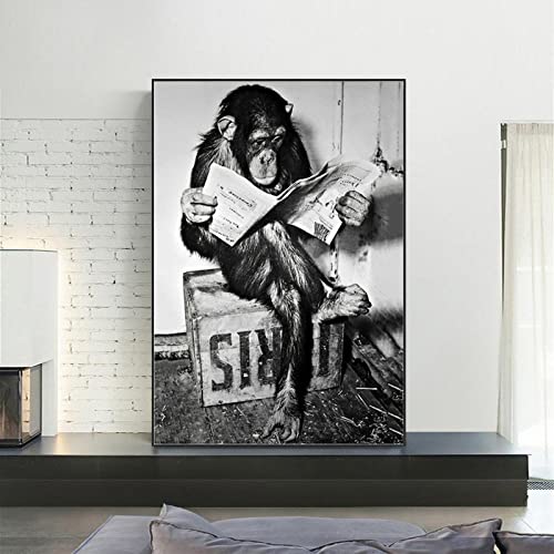 Impression singe drôle pour toilettes modernes et salon chic 80x100