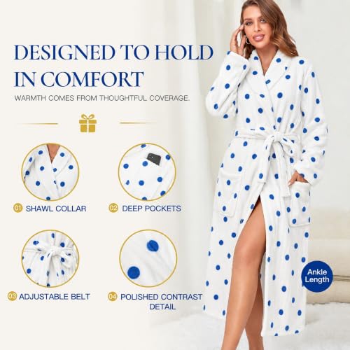 Image of RONGTAI Womens Bathrobe Ladies Fleece Plush Warm Long Robes Fleece Nightgown Sleepwear