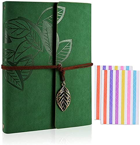 Scrapbook Album Leather Scrapbook Photo Album Diy Album Memory Book, Vintage Leaf Scrapbook Retro Up Travel Scrapbook Album For Anniversary Wedding Guest Book 60 Pages #TOP7