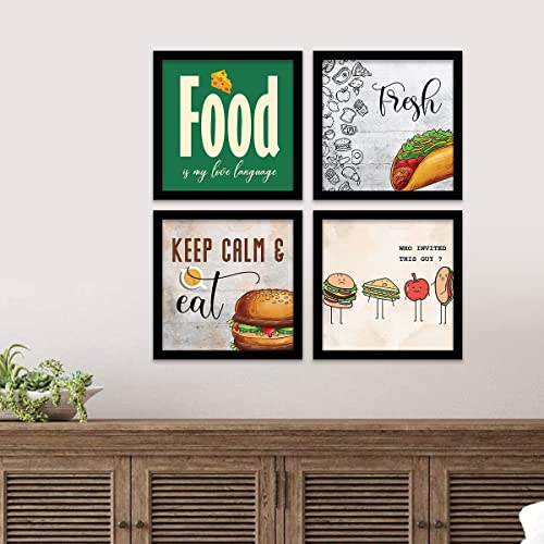 Image of kotart Paper - Photo Frames For Kitchen And Restaurant Wall Decoration - Food Quotes Frames For Kitchen Wall Decor (13 Inch X 13 Inch, Multi) Set Of 4 (Art 7, Big)