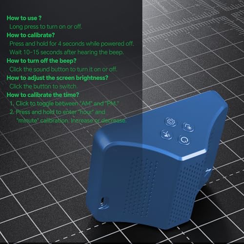 Image of 16-in-1 Indoor Air Quality Monitor with PM1.0,PM2.5,PM10,CO2,HCHO,TVOC,Temperature,Humidity,Time Display &7 AQI Alarms - Professional Air Quality Tester for Home, Office & Indoor Use (Lake Blue)