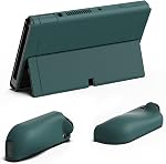 PlayVital ZealProtect Soft Protective Case for Nintendo Switch OLED, Flexible Protector Joycon Grip Cover for Switch OLED with Thumb Grip Caps & ABXY Direction Button Caps - Hunter Green