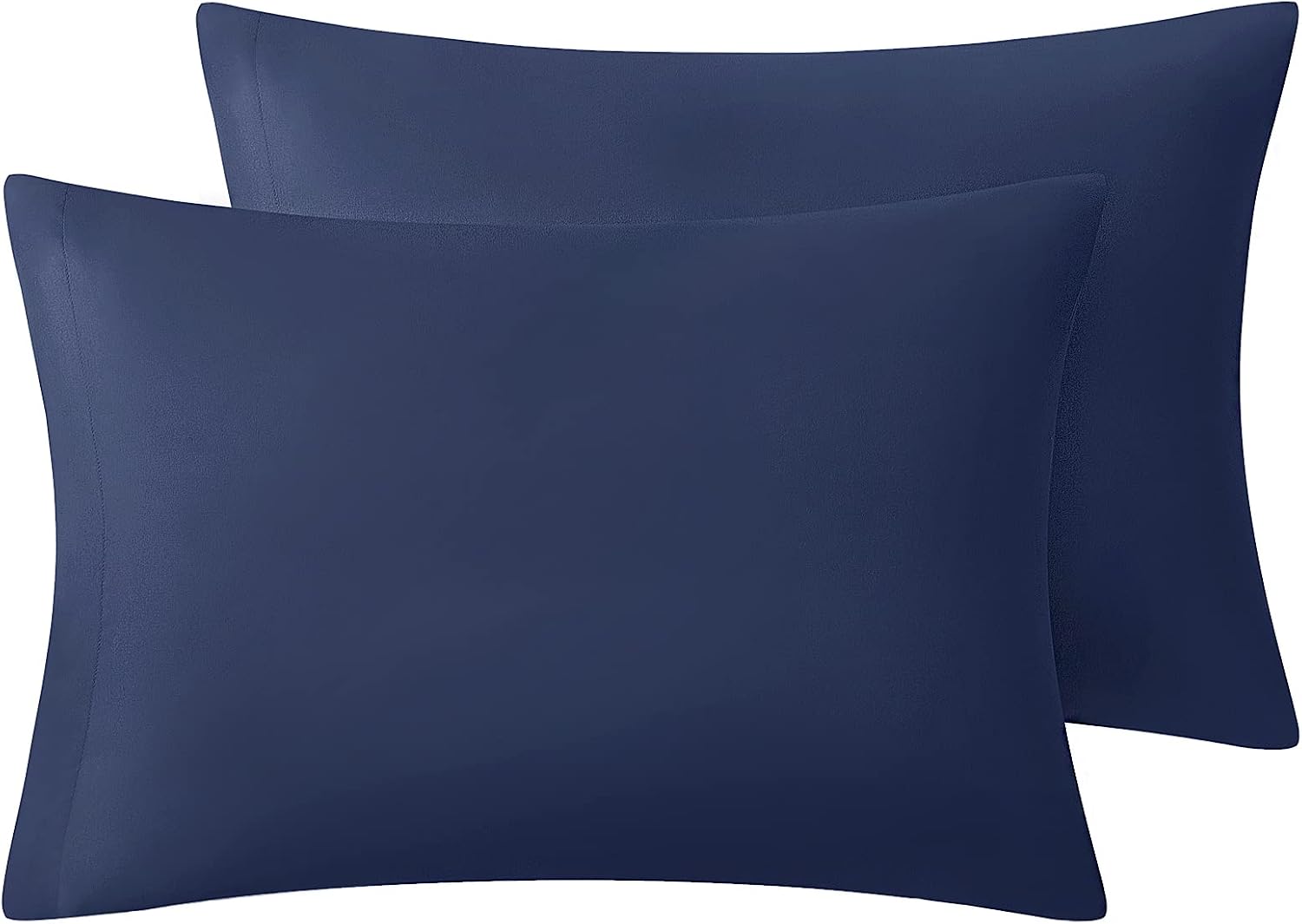 Comaza Queen Pillowcases Set of 2 - Navy Blue Pillowcases Queen Size 20x30 Inches - Extra Soft Brushed Microfiber Pillowcase Covers - Fade & Wrinkle Resistant Pillowcase with Envelope Closure
