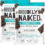 Brooklyn Naked Tender Strips - (2 oz, Pack of 2) – Chewy Air Dried Grass Fed Protein Snacks – Sugar Free Beef Jerky Alternative – Organic Beef Snacks – Whole 30 Approved Foods, AIP, Paleo, Keto, Carnivore Friendly & Gluten Free
