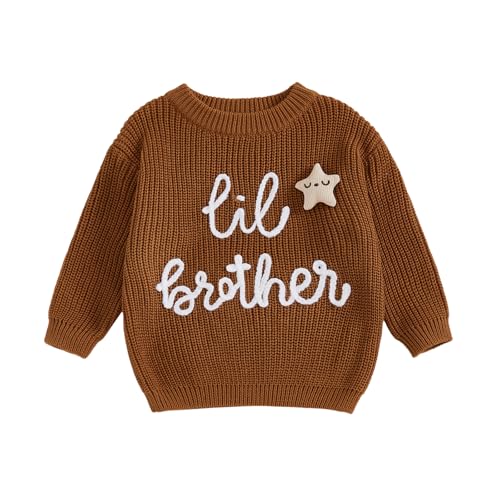 Image of Toddler Baby Boy Sweater Big Brother Little Brother Matching Outfits Long Sleeve Pullovers Fall Winter Clothes