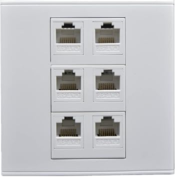 Amazon.co.jp: LANイーサネット壁取り付けコンセントプラグソケット対応1/2/3/4/6ポートCAT 6 RJ 45 120型 ...