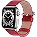 Fullmosa Leather Band Compatible with Apple Watch 41mm 45mm 40mm 44mm 38mm 42mm Women Band Strap with Silver Buckle for iWatch SE/8/7/6/5/4/3/2/1/SE2, 41mm 40mm 38mm Red