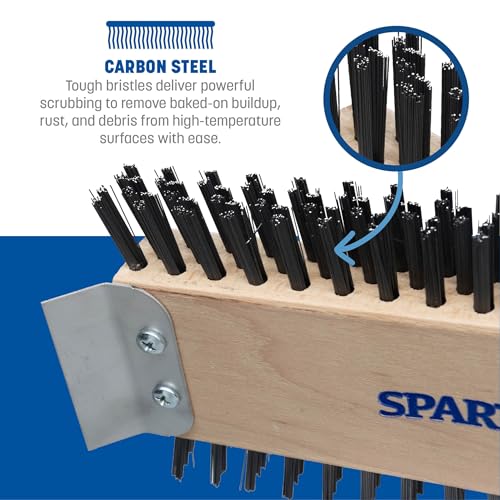Image of SPARTA 4002600 Stainless Steel Grill Brush, Grill Scraper With Long Handle For Commercial Cleaning, Kitchens, Restaurants, Bathrooms, 30 Inches, Brown, (Pack of 6)