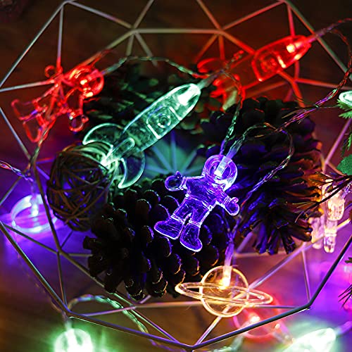 20 LED Children's Room LED String Light Astronaut Spaceship Rocket Pendants Holiday Party Lights Wall Window Nursery or Kids room Decor Wedding Around the Garden Party Patio Christmas (multicolour)