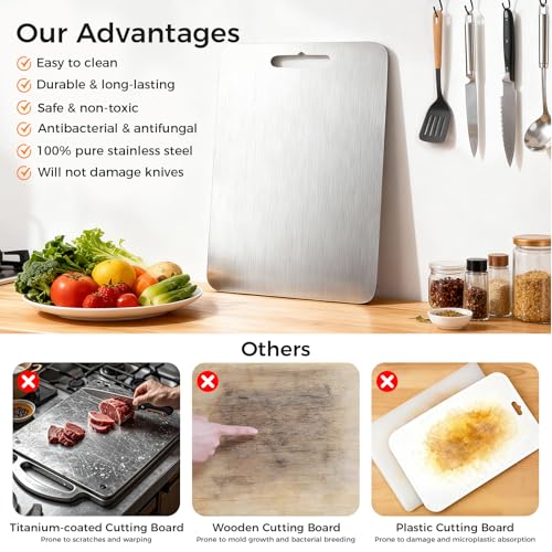 3 Tablas de Cortar de Acero Inoxidable 304, Set Cocina miniatura 4