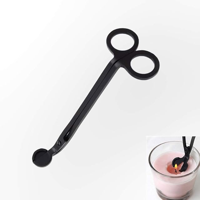 Quanyuchang Candle Wick Trimmer Candle Cutter Wick Clipper Wick Scissor Oil Lamps Trim Trimmer Wick Candle Tool, Matte Black