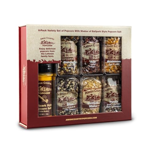 Amish Country Popcorn | Popcorn Kernel Variety Set with ButterSalt | 6-4 Ounce Bags of Kernels | Old Fashioned, Non-GMO and Gluten Free