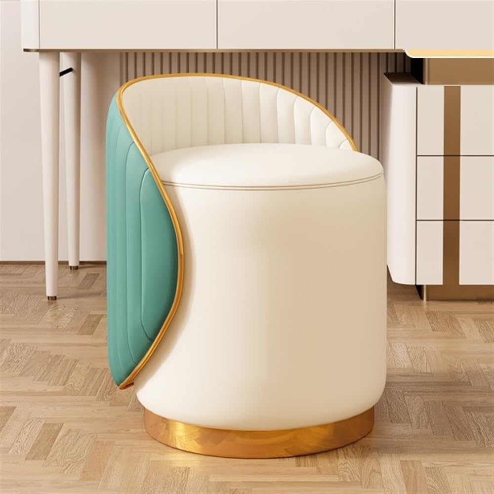 Chaise de maquillage pivotante à 360° en cuir vert de salon
